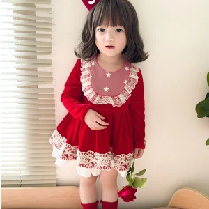 Festive Red Velvet Dress