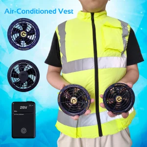 New Arrival Outdoor Hi Vis Security Cooling Fan Safety Cooling Sleeveless Vest Reflective Jacket Construction Site Vest Workwear