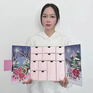 Quente! Embalagem de presente personalizada com logotipo impresso, calendário do advento de luxo, caixa de Natal