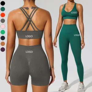 High Waisted Scrunch Shorts Gym Bra Set