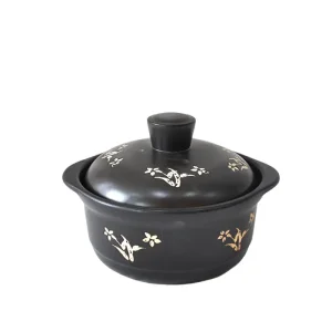 Cheap Black Ceramic Casserole with Golden Floral Patterns Supplier, Exporters