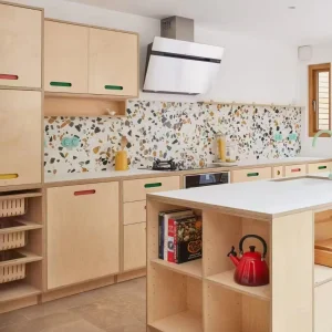 Marine Plywood Custom Kitchen Cabinets Waterproof Moistureproof Modern Minimalist Ample Storage Custom Size Color