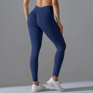 Pantalón de yoga de alta compresión suave y elegante, ajustado para correr