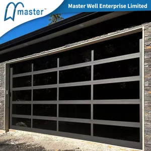 High Quality Commercial Modern Residential Industrial Customized Aluminum Automatic Sectional Overhead Transparent Frosted Full View 16X7 Glass Garage Door