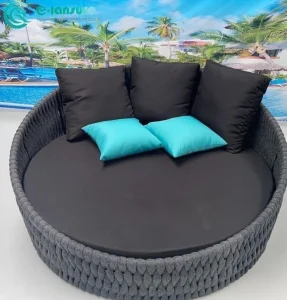 Durable Woven Rope Round Daybed Sun Lounger