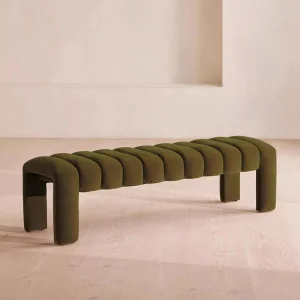 Mid- Velvet Fabric Bench Solid Wood Frame Durable Eco-Friendly Multi-Purpose Bedroom Living Room Entryway Shoe Changing