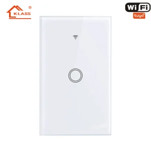 Smart Life Home Design American WiFi Tuya Socket 1 Gang 2 Gang Type 120 Glass Panel Wall Mounted Touch Switch