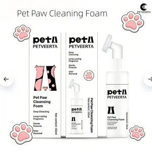 Waterless Pet Paw Cleaning Foam Dog Cat Foot Care with Silicone Brush