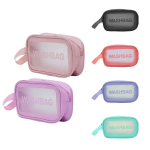 Custom Printing Logo Pink PVC Cosmetic Bag Custom Color Transparent Frosted Travel PVC Makeup Bag