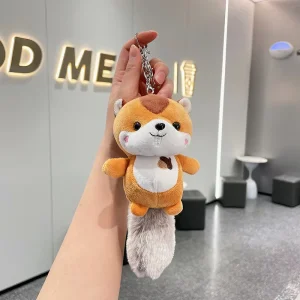 UYEAH Custom Design Mini Cartoon Squirrel Plush Keyring Doll Soft Stuffed Kids Animal Toy Keychain For Gift Car Mobile Phone Bag