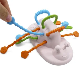 Brinquedo de puxar em silicone para bebês, brinquedo sensorial Montessori