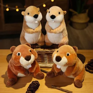 Precio al por mayor muñeca personalizada diseño personalizado juguetes super suaves simulación realista tamaño pequeño lindo peluche de marmota marrón fábrica de juguetes