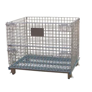 Wholesale Foldable Lockable Wire Mesh Transport Metal Storage Wire Mesh Pallet Cage