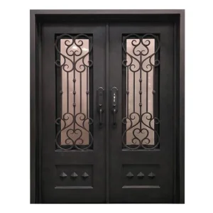 Luxury Exterior Main Entry Wrought Iron Design Security Steel Door