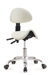 Saddle Stool Chair with Back Ergonomic Rolling Esthetician Seat for Salon Tattoo Shop SPA Home Dentist Clinic (with Backrest, White)
