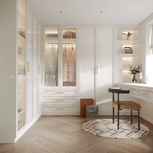 Custom Nordic Hotel Furniture Closet White Cupboard Sliding Door Wardrobe