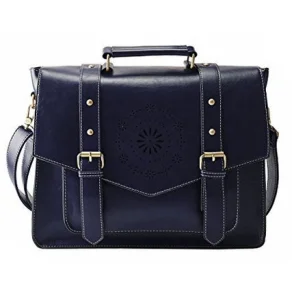 Women's PU Leather Laptop Tote Messenger Bag Crossbody Briefcase