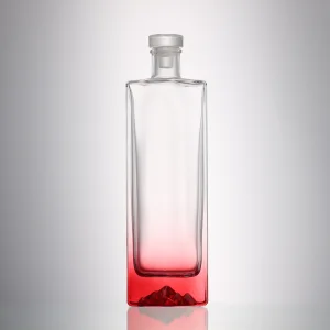 Wholesale 500 ml flat square shape liquor glass bottle