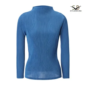Wholesale Women's Pleated Long - Sleeve Mock Neck Top Products, Service