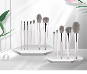 Beautichen 11PCS Silver Era Makeup Brushes Set - Face &amp; Eye Brush Powder Blush Highlighter Foundation Cosmetic Tools Bulk OEM