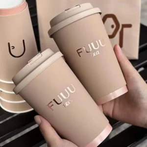OEM Custom 16oz Double Wall Rose Gold Paper Cups