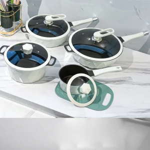 Luxurious Kitchen Cookware Set Lightweight Aluminum Alloy Milk Pan Titanium Stew Pot Frying Pan Stir-Fry Wok Dishwasher Safe