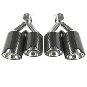 Dual Carbon Fiber Exhaust Tips Silver Stainless Steel Muffler Tips High Quality Exhaust Car Muffler Dual Exhaust Tailpipes