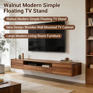 Floating MDF TV Cabinet Media Console with Hidden Storage Compartments