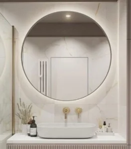 Stylish LED Wall Mirror for Detailed Makeup Application with Energy Star