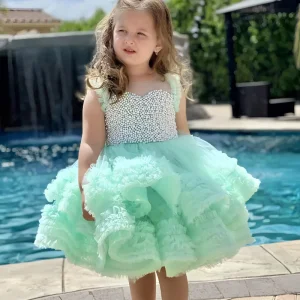 Mint Pearl Fluffy Gown