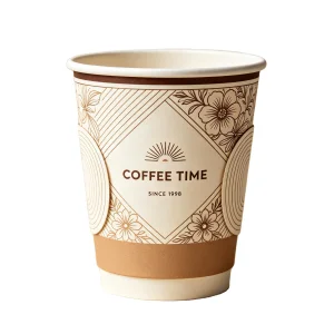 Customized Logo Embossed Biodegradable Eco-Friendly Food Grade Recyclable Waterproof Double Wall Disposable Leakproof Cups Cafe