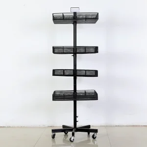 Four Layer Many Adjustable Squares and Big Store for Display Rack with 5 Wheels