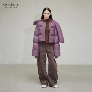 Women's Down Jacket with Attached Scarf Elegant and Warm Outerwear