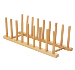 Kitchen Dish Rack Cup and Book Display Storage Holder Bamboo Bowl Drain Rack