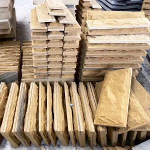 Exterior Wall Tile Stone Facade Wooden Yellow Sandstone Cladding Tile