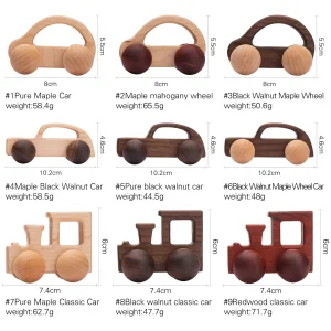 Walnut Wooden Mini Car Children's Early Education Puzzle Toy Infant Trolley Natural Wood Car Promotional Toys