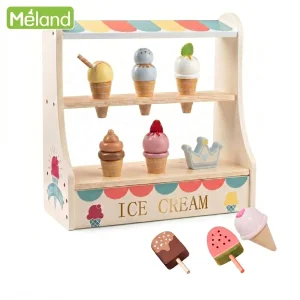 Wooden Ice Cream Shop Set Educational Role Play Pretend Play Toy
