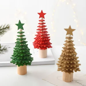 Mini Home Christmas Tree Ornament Handmade Wooden Desktop Decorations for The Holidays Cross-Border Christmas Decorations