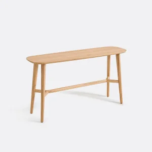 Mesa Console de Madeira Sólida de Estilo Mid-Century com Base de Travessa para Hall de Entrada