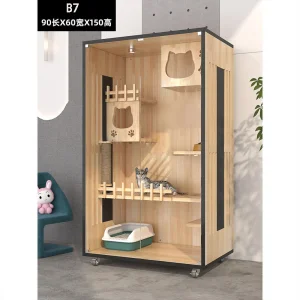 Factory Selling Panoramic Pet Indoor Furniture Luxury Cat Villa Tree House Wooden Cat House