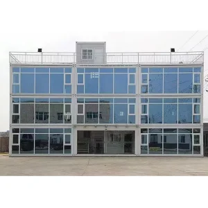 3 Levels Glass Container Office