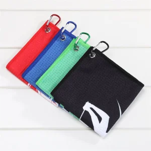 RPET Microfiber Waffle Weave Eco-friendly Sublimation Print OEM/ODM Golf Towel Wiping Golf Ball Accessories with Hook