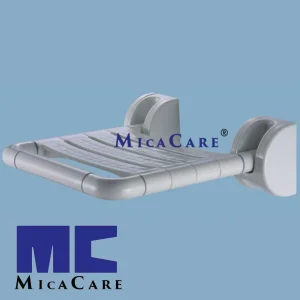 Sturdy White Shower Chair with Wall-Mounted Safety Support