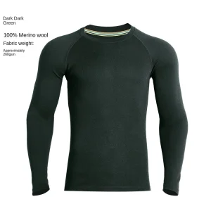 Men's Merino Wool Quick-Dry Outdoor Long-Sleeve T-Shirt - Crew Neck Base Layer for Running &amp; Sports