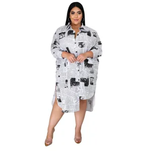 Vestido Feminino Estampado com Botões