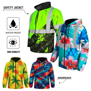 Custom Fluorescent Lightweight Hi Vis Rain Coat