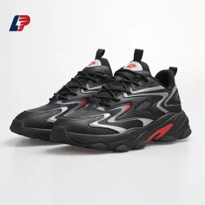 OEM LPMX Men's breathable Synthetic Leather Stitching Mesh Wear-Resistant Rubber Sole Sports Shoes Manufacturers, Factory