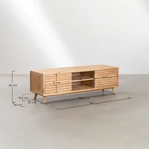 Clean-Line Solid Wood TV Console with Sliding Doors