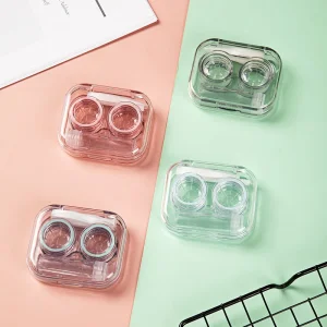 Eyeshare Cute Contact Lens Container Box 4 Colors-Pink Green Purple White Plastic Display Case for Eyewear