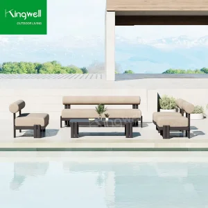 Kingwell Garden Patio Furniture Sofa Aluminium Outdoor Lounge Sofa Set